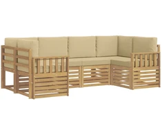 Lauko sofos komplektas 5 pcs Balta ir Bežė 245 x 128,5 x 73 cm