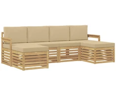 Lauko sofos komplektas 5 pcs Balta ir Bežė 249 x 122,5 x 73 cm
