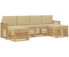 Lauko sofos komplektas 5 pcs Balta ir Bežė 249 x 122,5 x 73 cm