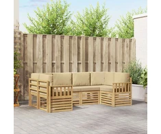 Lauko sofos komplektas 5 pcs Balta ir Bežė 245 x 128,5 x 73 cm