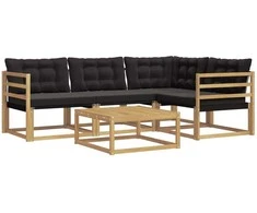 Lauko sofos komplektas 5 pcs Balta ir juoda 79 x 79 x 37 cm