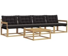 Lauko sofos komplektas 5 pcs Balta ir juoda 79 x 79 x 37 cm
