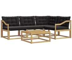 Lauko sofos komplektas 5 pcs Balta ir juoda 79 x 79 x 37 cm