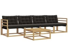 Lauko sofos komplektas 5 pcs Balta ir juoda 79 x 79 x 37 cm