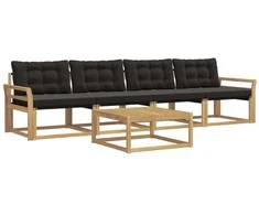 Lauko sofos komplektas 5 pcs Balta ir juoda 79 x 79 x 37 cm