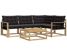 Lauko sofos komplektas 5 pcs Balta ir juoda 79 x 79 x 37 cm