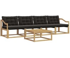 Lauko sofos komplektas 5 pcs Balta ir juoda 79 x 79 x 37 cm
