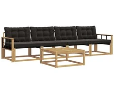 Lauko sofos komplektas 5 pcs Balta ir juoda 79 x 79 x 37 cm