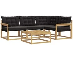 Lauko sofos komplektas 5 pcs Balta ir juoda 79 x 79 x 37 cm