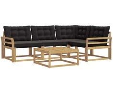 Lauko sofos komplektas 5 pcs Balta ir juoda 79 x 79 x 37 cm