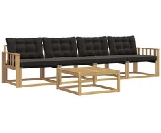 Lauko sofos komplektas 5 pcs Balta ir juoda 79 x 79 x 37 cm