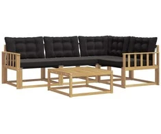 Lauko sofos komplektas 5 pcs Balta ir juoda 79 x 79 x 37 cm