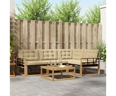 Lauko sofos komplektas 5 pcs Balta ir kreminė 79 x 79 x 37 cm