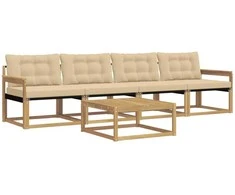 Lauko sofos komplektas 5 pcs Balta ir kreminė 79 x 79 x 37 cm