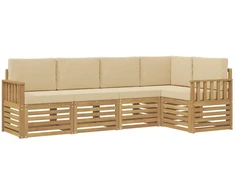 Lauko sofos komplektas 5 pcs Balta ir kreminė