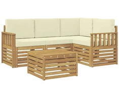 Lauko sofos komplektas 5 pcs Balta ir kreminė 59 x 59 x 37 cm