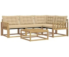 Lauko sofos komplektas 5 pcs Balta ir kreminė 79 x 79 x 37 cm