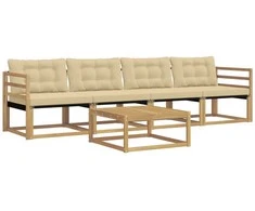Lauko sofos komplektas 5 pcs Balta ir kreminė 79 x 79 x 37 cm