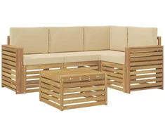Lauko sofos komplektas 5 pcs Balta ir kreminė 59 x 59 x 37 cm
