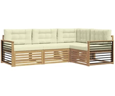 Lauko sofos komplektas 5 pcs Balta ir kreminė Poliesteris
