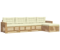 Lauko sofos komplektas 5 pcs Balta ir kreminė