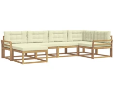 Lauko sofos komplektas 5 pcs Balta ir kreminė Poliesteris