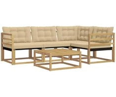 Lauko sofos komplektas 5 pcs Balta ir kreminė 79 x 79 x 37 cm