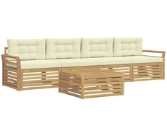Lauko sofos komplektas 5 pcs Balta ir kreminė