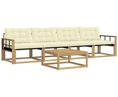 Lauko sofos komplektas 5 pcs Balta ir kreminė 79 x 79 x 37 cm