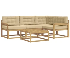 Lauko sofos komplektas 5 pcs Balta ir kreminė 79 x 79 x 37 cm
