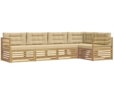 Lauko sofos komplektas 5 pcs Balta ir kreminė Poliesteris