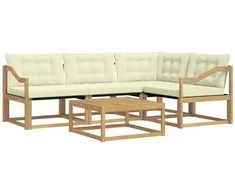 Lauko sofos komplektas 5 pcs Balta ir kreminė 79 x 79 x 37 cm