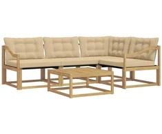 Lauko sofos komplektas 5 pcs Balta ir kreminė 79 x 79 x 37 cm