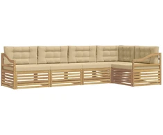 Lauko sofos komplektas 5 pcs Balta ir kreminė Poliesteris
