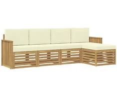 Lauko sofos komplektas 5 pcs Balta ir kreminė
