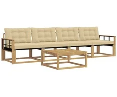 Lauko sofos komplektas 5 pcs Balta ir kreminė 79 x 79 x 37 cm