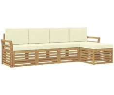 Lauko sofos komplektas 5 pcs Balta ir kreminė