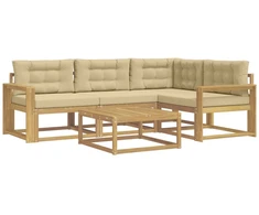 Lauko sofos komplektas 5 pcs Balta ir kreminė 79 x 79 x 37 cm