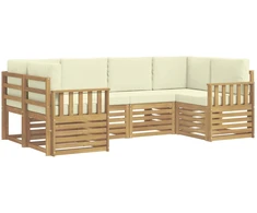 Lauko sofos komplektas 5 pcs Balta ir kreminė