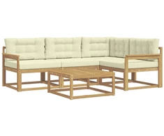 Lauko sofos komplektas 5 pcs Balta ir kreminė 79 x 79 x 37 cm