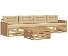 Lauko sofos komplektas 5 pcs Balta ir kreminė