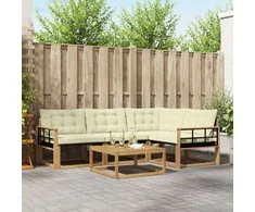 Lauko sofos komplektas 5 pcs Balta ir kreminė 79 x 79 x 37 cm