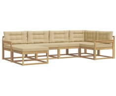 Lauko sofos komplektas 5 pcs Balta ir kreminė Poliesteris