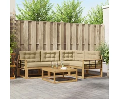 Lauko sofos komplektas 5 pcs Balta ir kreminė 79 x 79 x 37 cm