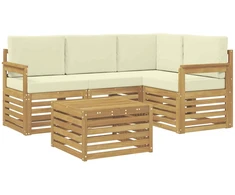 Lauko sofos komplektas 5 pcs Balta ir kreminė 59 x 59 x 37 cm