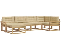 Lauko sofos komplektas 5 pcs Balta ir kreminė Poliesteris