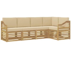 Lauko sofos komplektas 5 pcs Balta ir kreminė