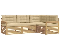 Lauko sofos komplektas 5 pcs Balta ir kreminė Poliesteris