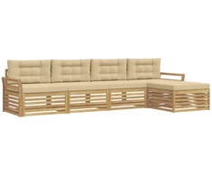 Lauko sofos komplektas 5 pcs Balta ir kreminė