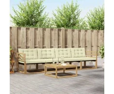 Lauko sofos komplektas 5 pcs Balta ir kreminė 79 x 79 x 37 cm